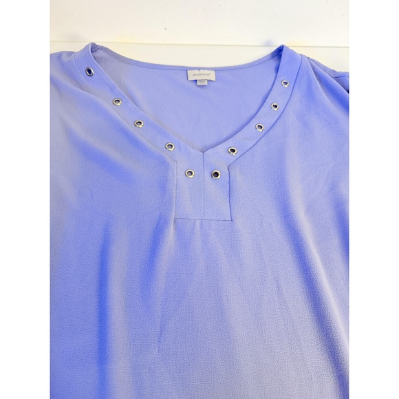 Avenue Womens Light Purple V Neck Grommet Long Sleeve Loose Fit Top 30/32 - Picture 4 of 12